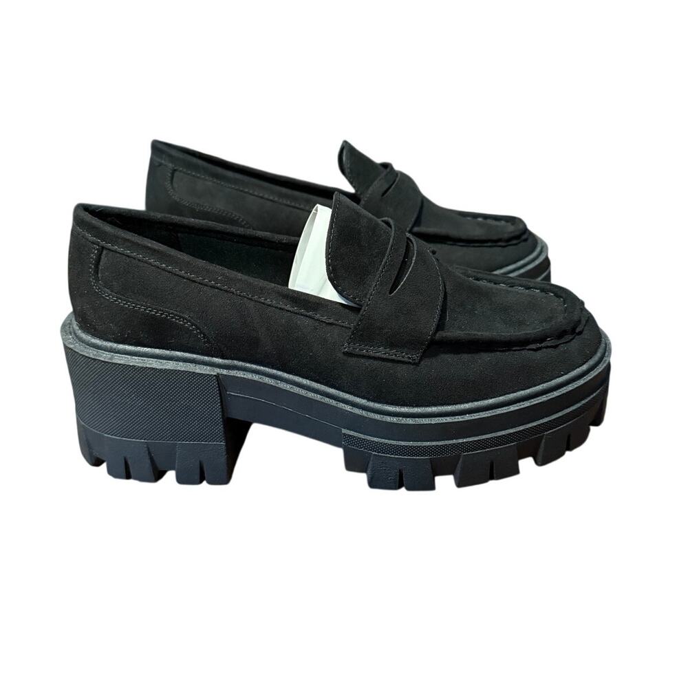 NWOT Asos Designs Black Faux Suede Chunky Loafers - Size 4